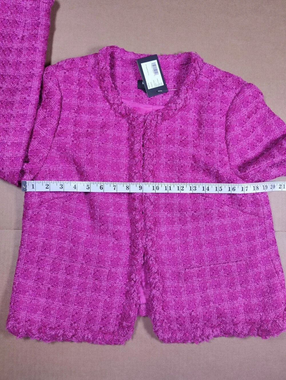 NWT Kate Spade Cadillac Tweed Wool Blend Pink Check Jacket Size 8 Retail 498$
